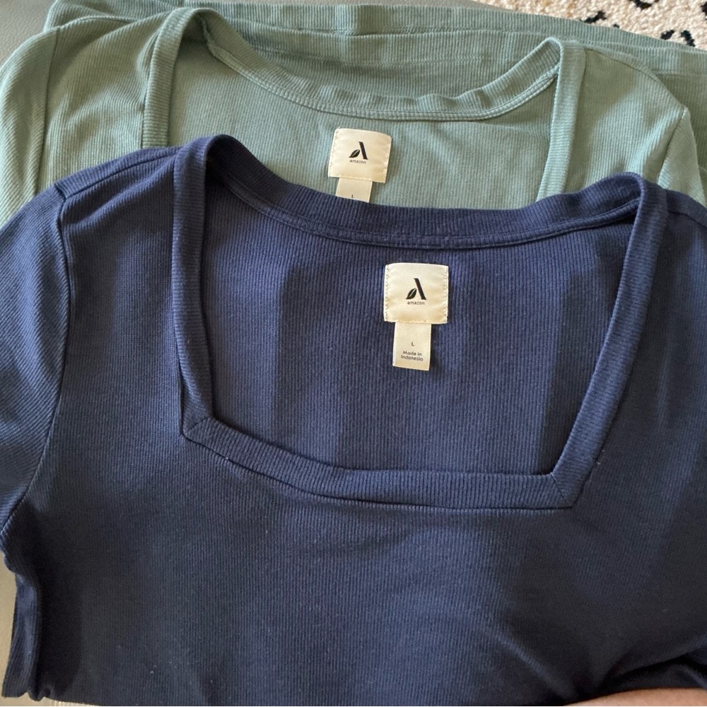 Lot of 2 ribbed square neck tops
